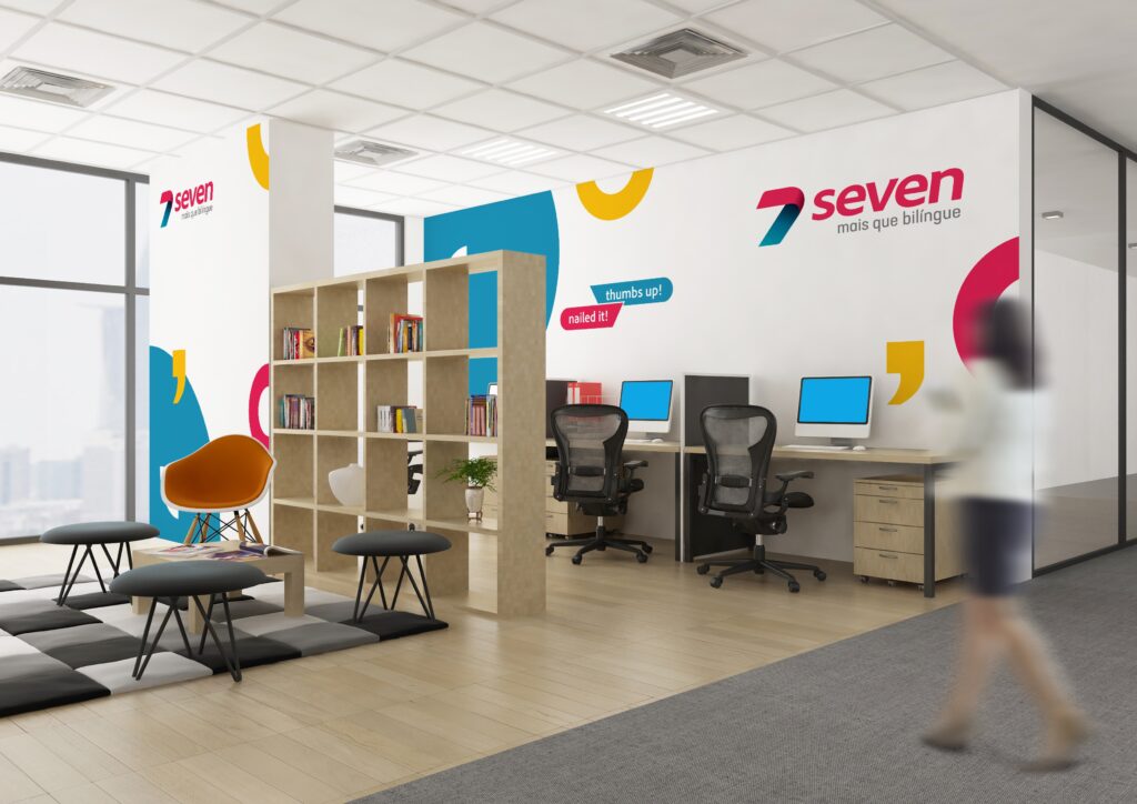 Ambientação de espaço interno Seven Idiomas Ambientação de espaço interno Seven Idiomas